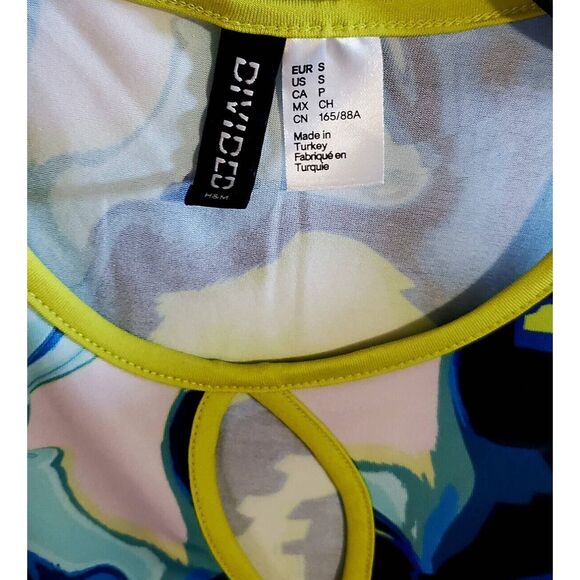H&M Groovy Keyhole Top Blue/Green Size Small - Picture 3 of 3